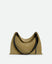Wandler Penelope Tote Small in the color Khaki Suede / Black made from calf leather with golden hardware and soft slouchy silhouette, front view.