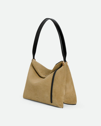 Penelope Tote Small - Khaki Suede / Black