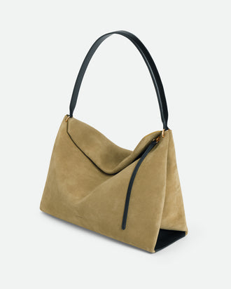 Penelope Tote - Khaki Suede / Black