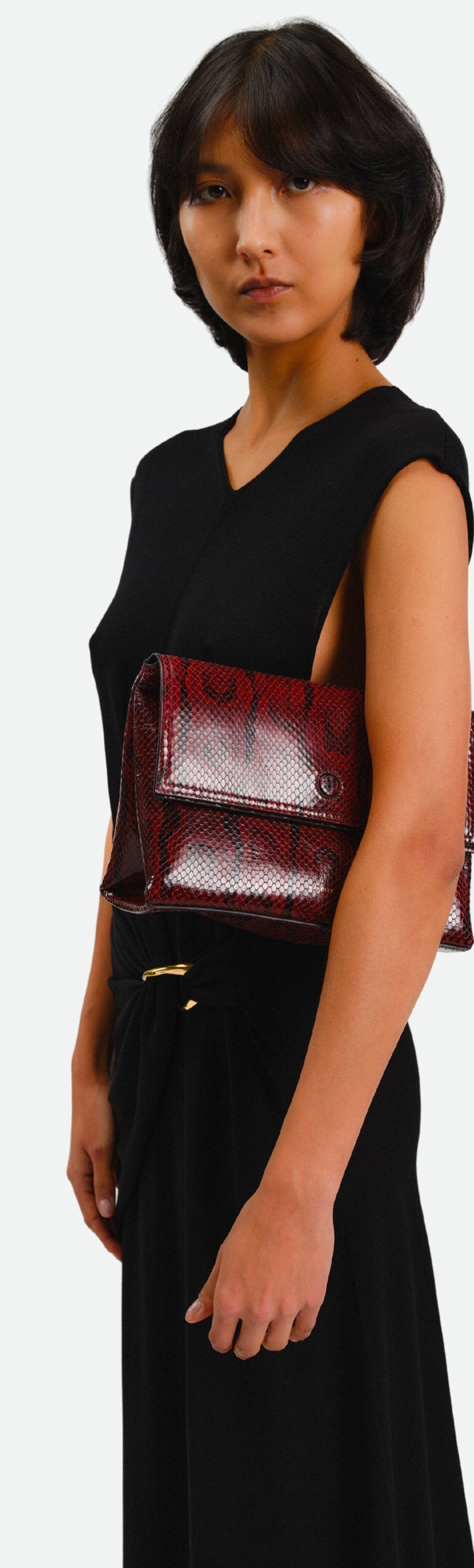 Jo Pouch Medium - Bordeaux Python