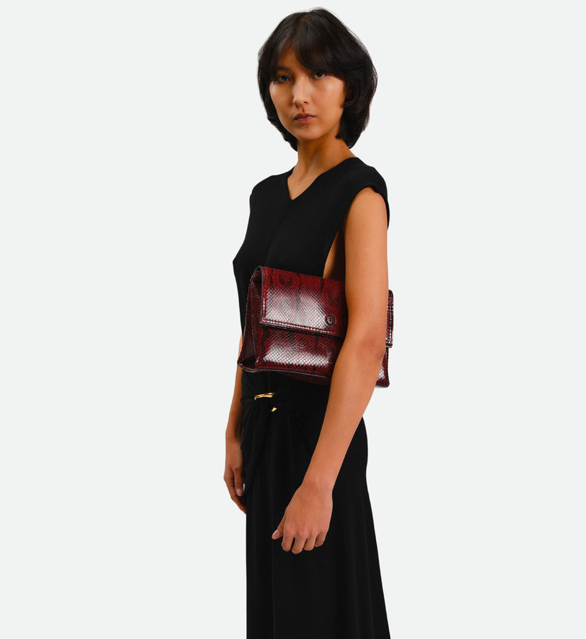 Jo Pouch Medium - Bordeaux Python