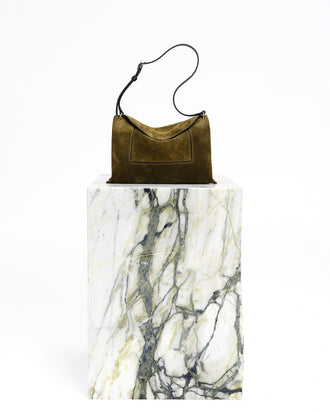 Penelope Slouch Bag - Olive Suede