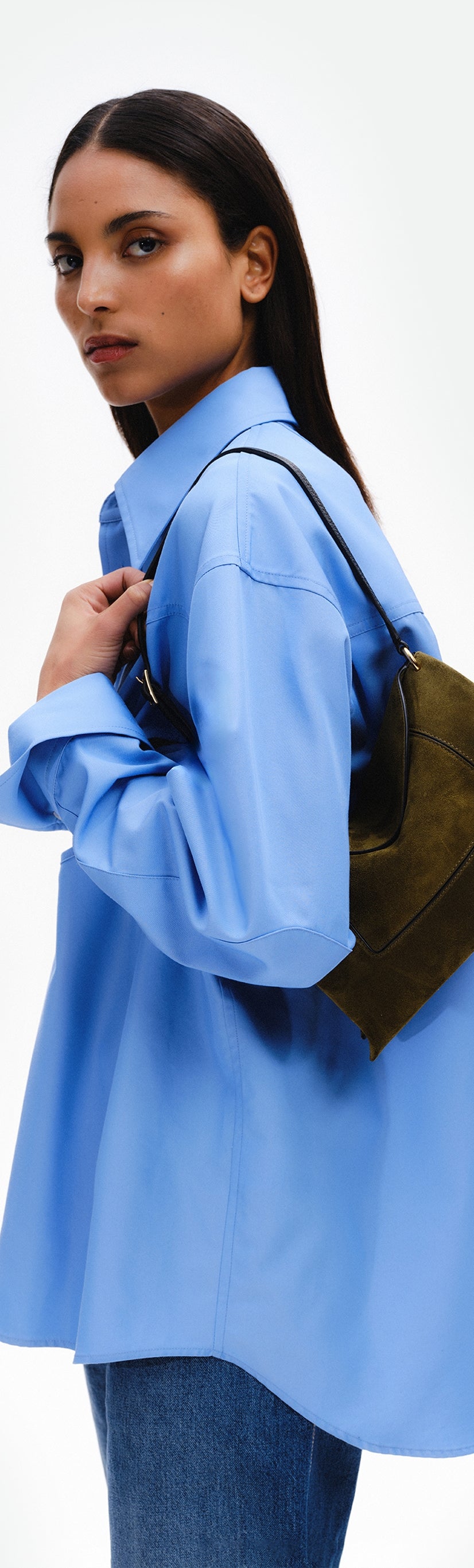 Penelope Slouch Bag - Olive Suede