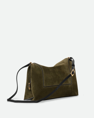 Penelope Slouch Bag - Olive Suede