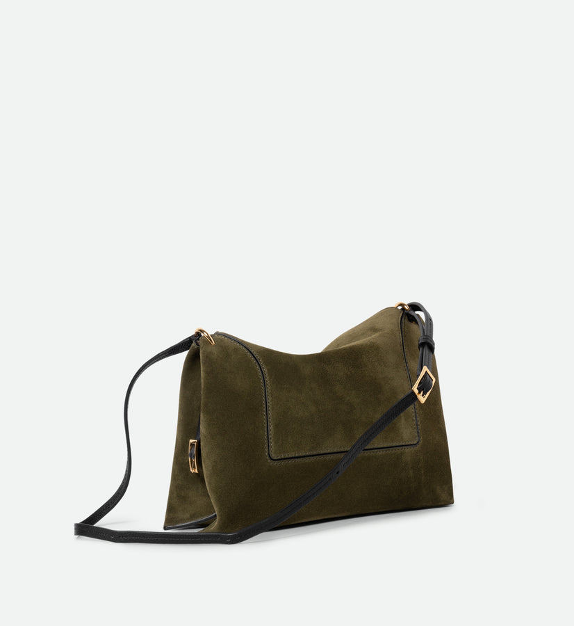 Penelope Slouch Bag - Olive Suede