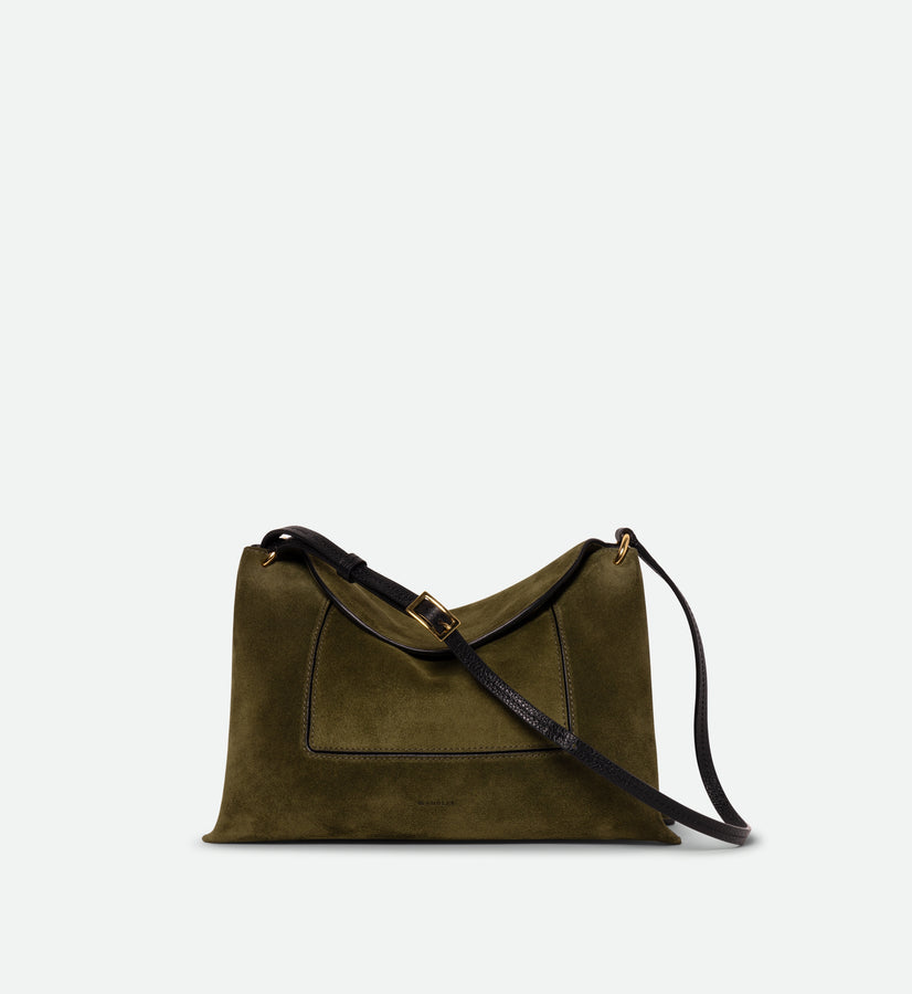 Penelope Slouch Bag - Olive Suede
