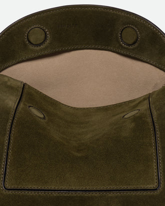Penelope Slouch Bag - Olive Suede