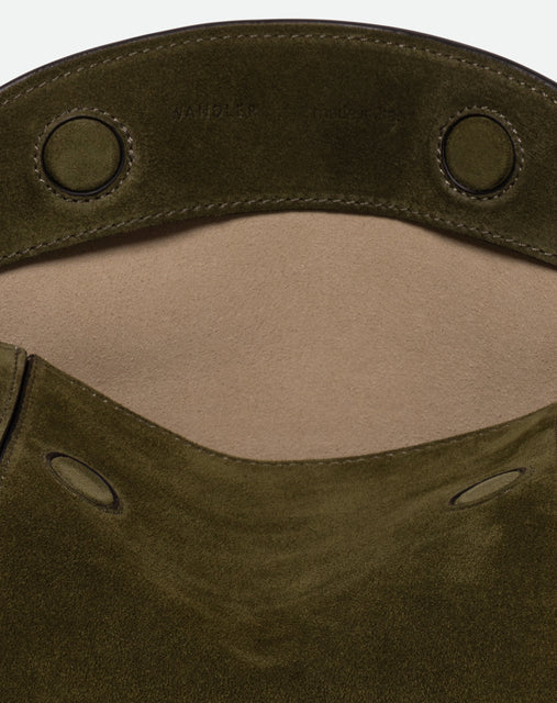 Penelope Slouch Bag - Olive Suede