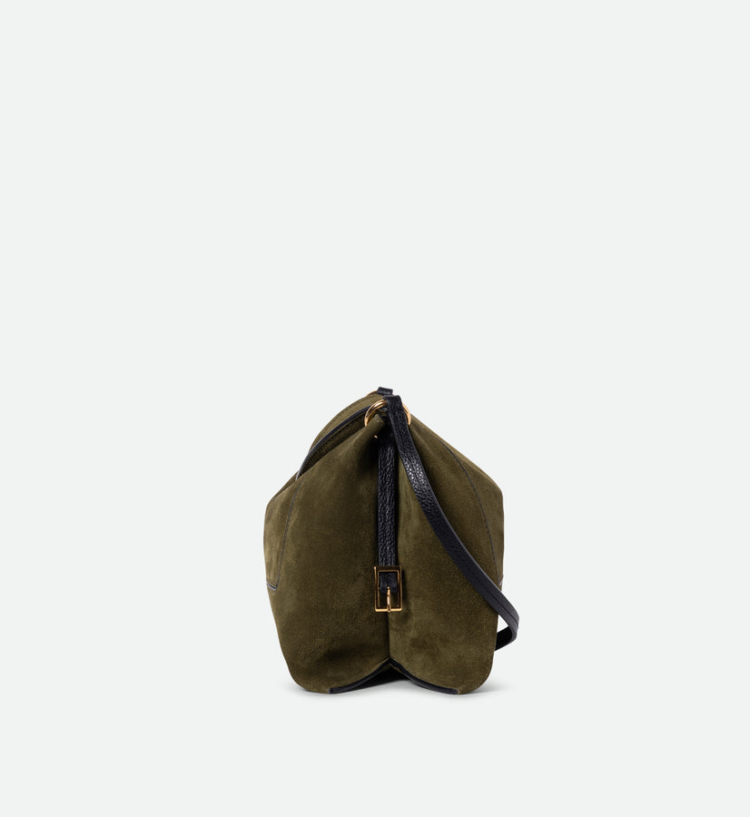 Penelope Slouch Bag - Olive Suede