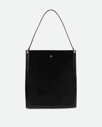 Penny Tote - Black Suede / Black