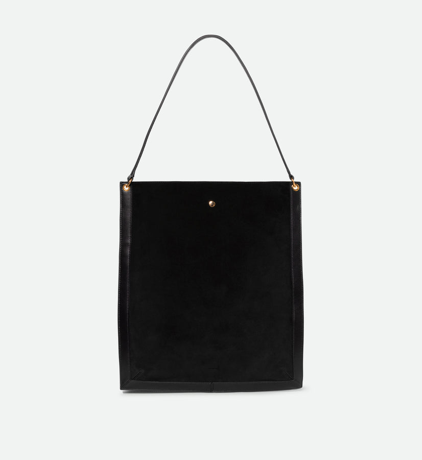 Penny Tote - Black Suede / Black