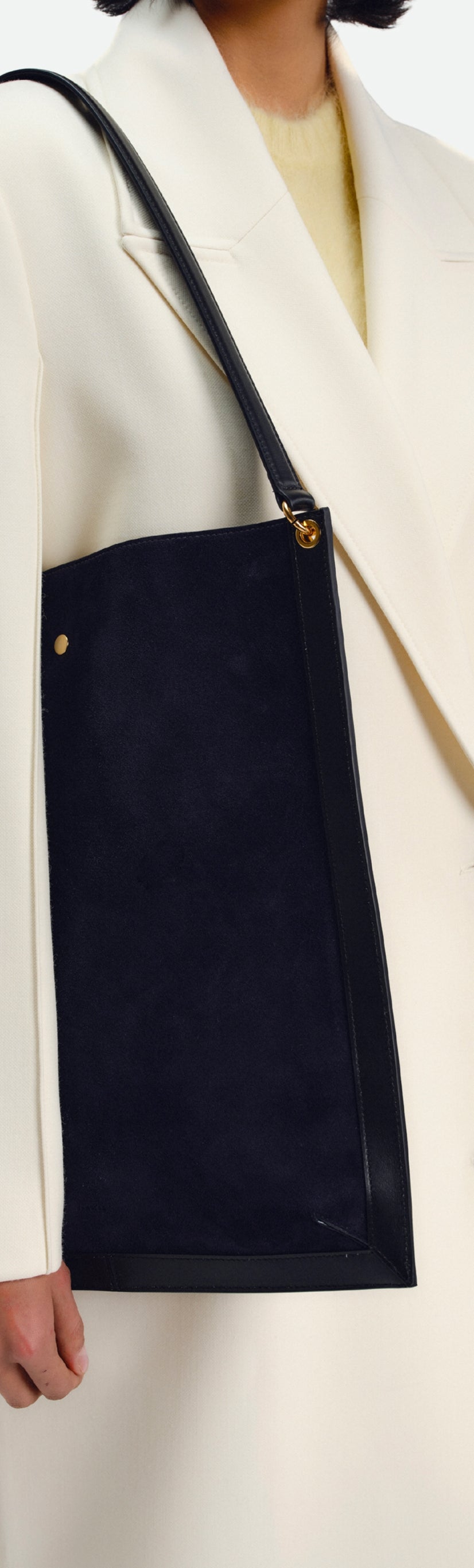 Penny Tote - Black Suede / Black