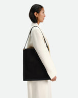 Penny Tote - Black Suede / Black