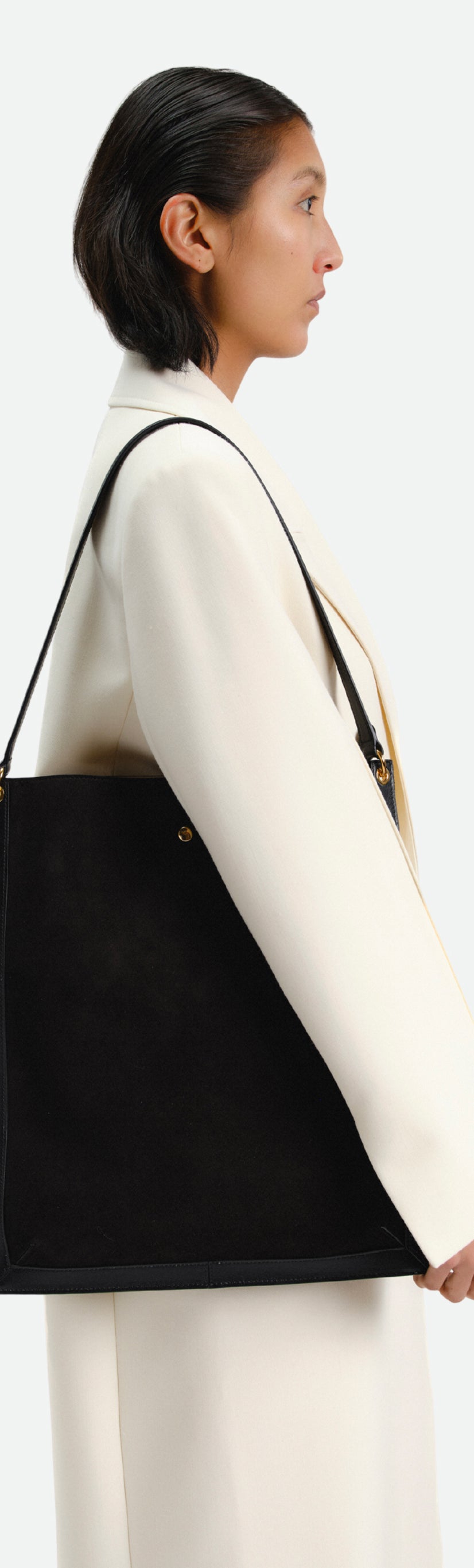 Penny Tote - Black Suede / Black