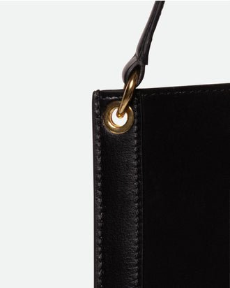Penny Tote - Black Suede / Black
