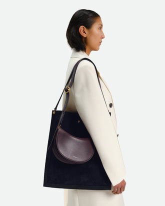 Penny Tote - Black Suede / Black