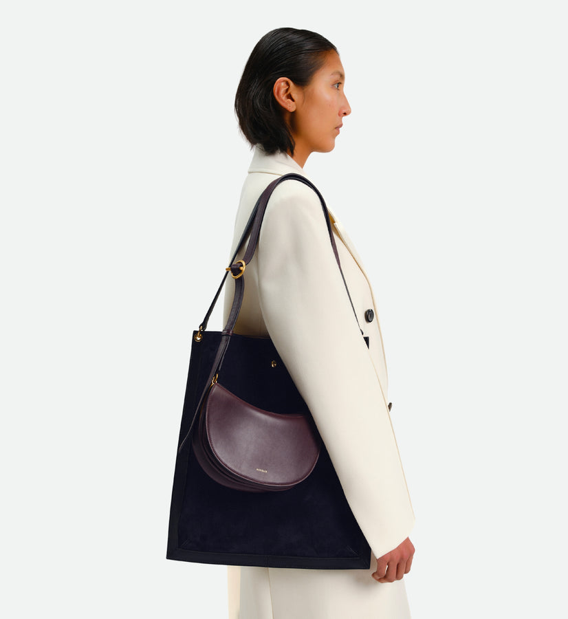 Penny Tote - Black Suede / Black