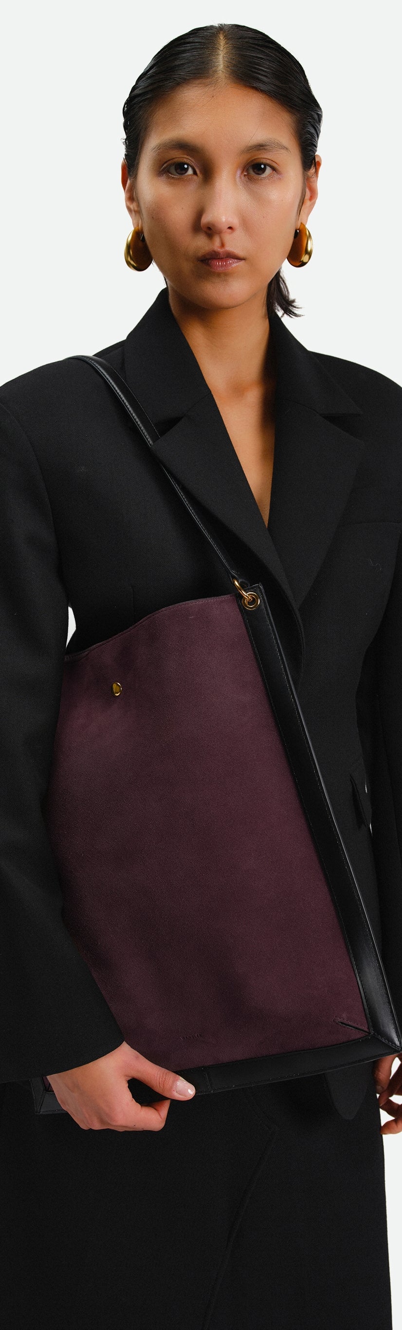 Penny Tote - Grape Suede / Black