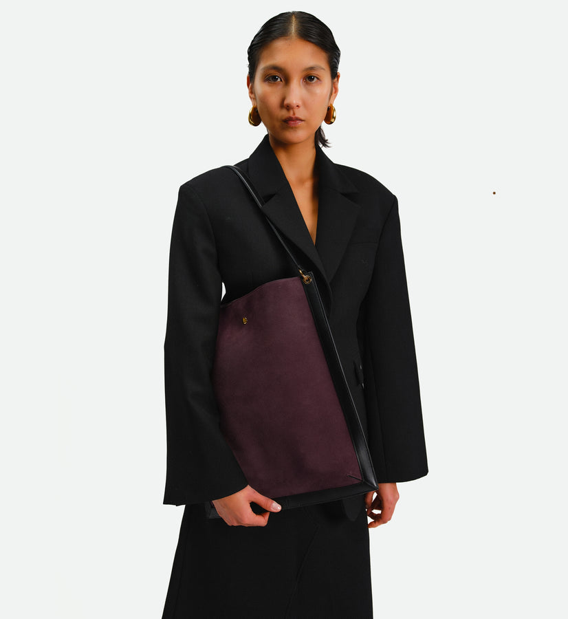 Penny Tote - Grape Suede / Black