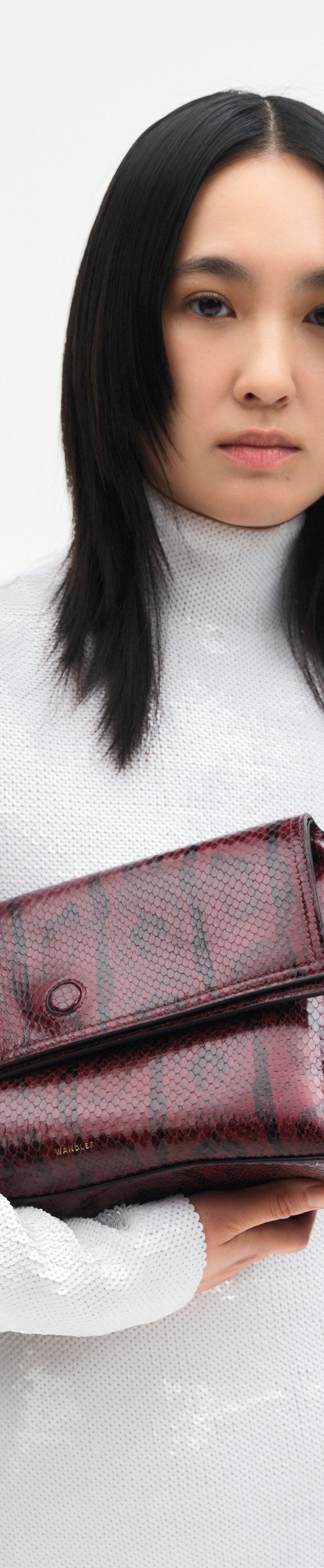 Jo Pouch Medium - Bordeaux Python