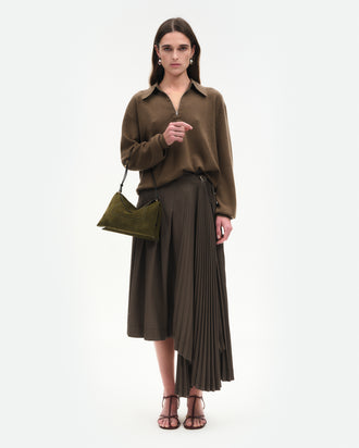 Penelope Slouch Bag - Olive Suede