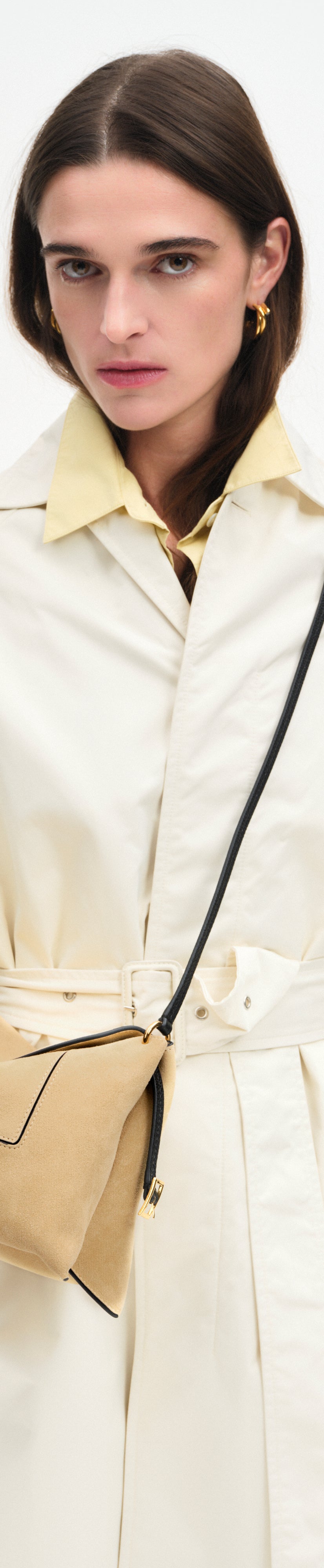 Penelope Slouch Bag - Beige Suede