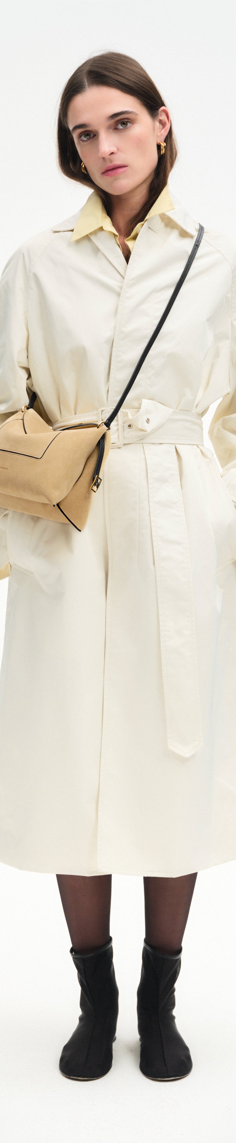 Penelope Slouch Bag - Beige Suede