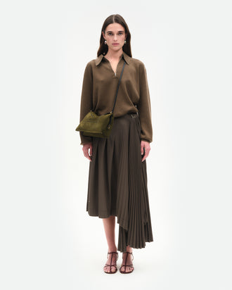 Penelope Slouch Bag - Olive Suede