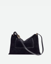 Penelope Slouch Bag - Black Suede / Black