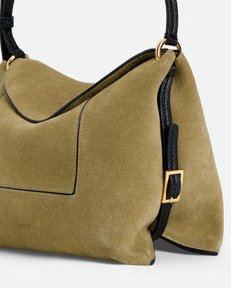 Penelope Slouch Bag - Khaki Suede