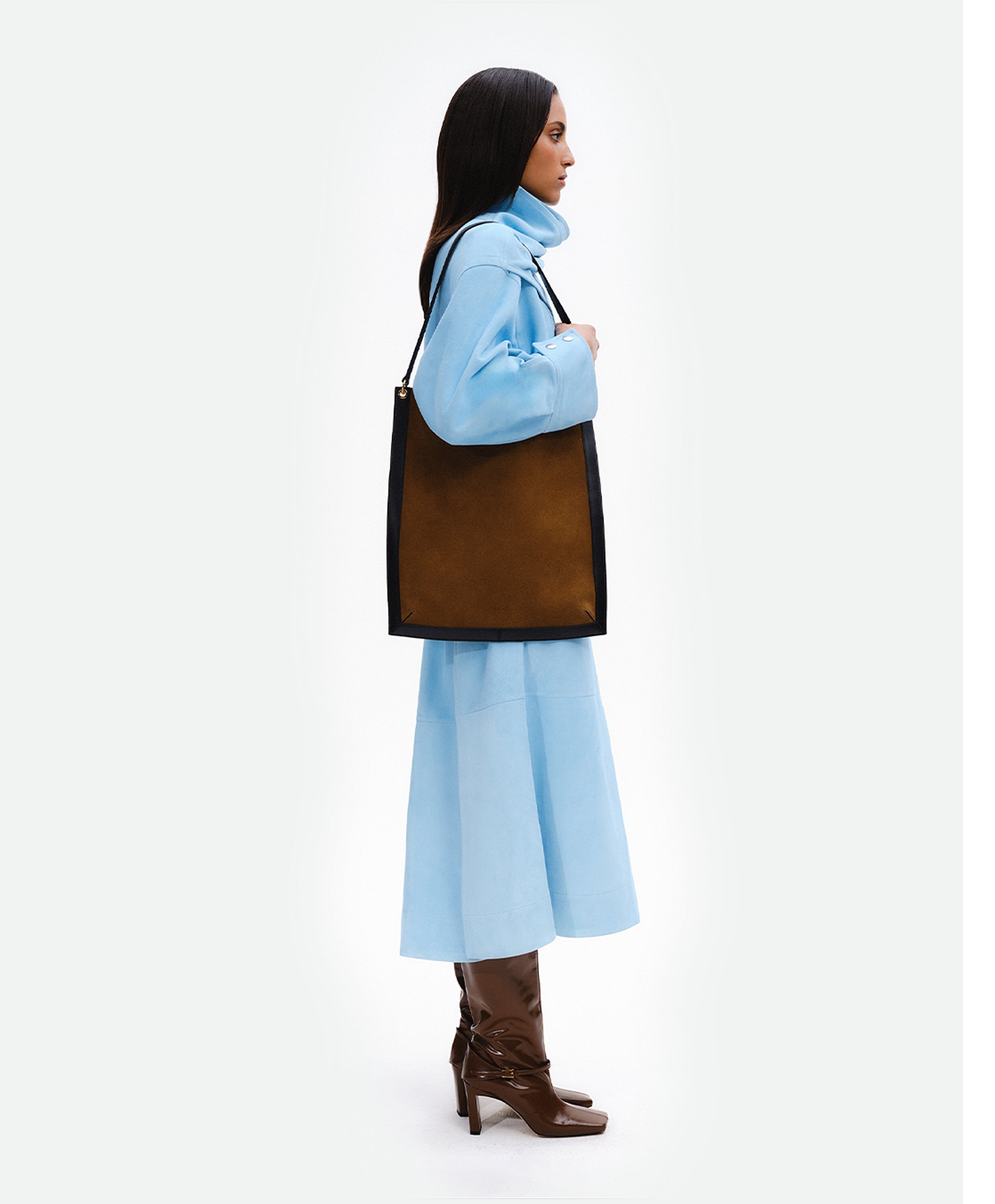 Penny Tote - Tabbaco Suede / Black