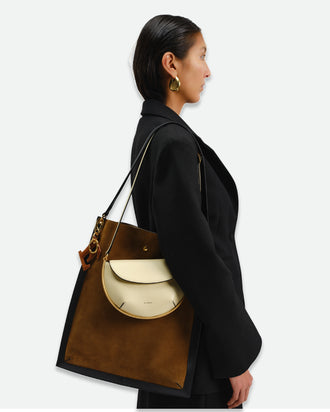 Penny Tote - Tabbaco Suede / Black