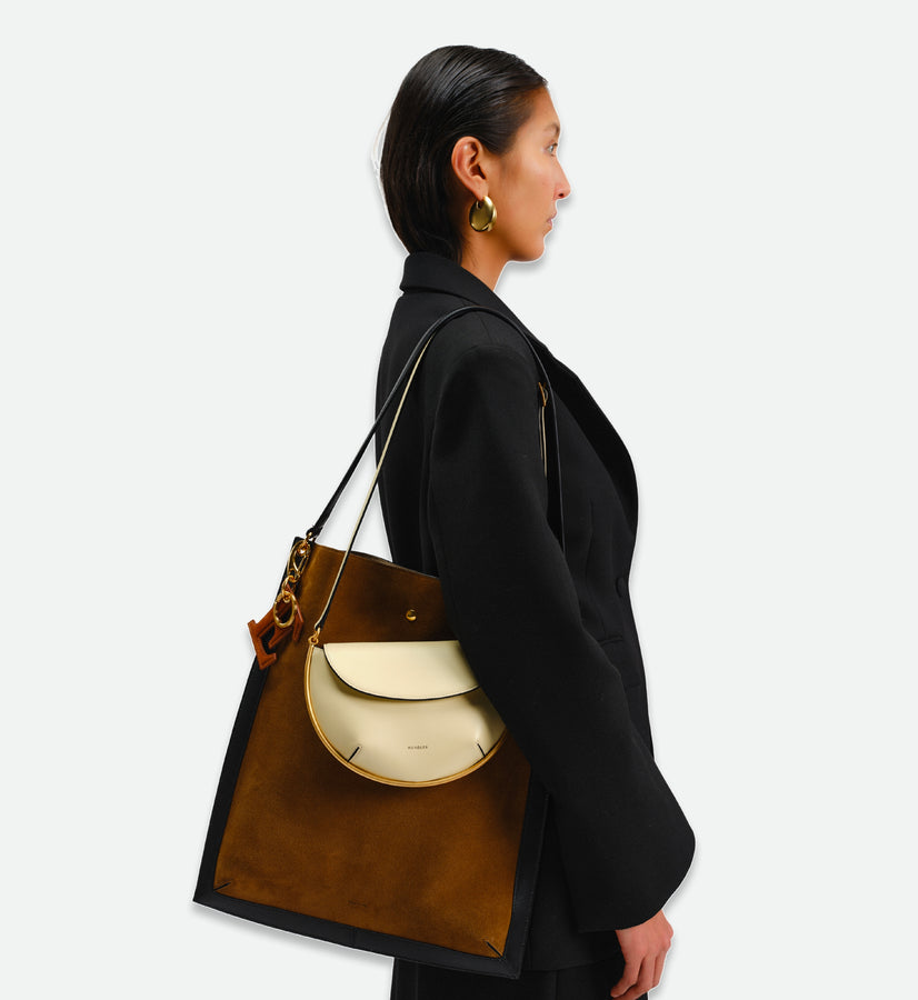 Penny Tote - Tabbaco Suede / Black