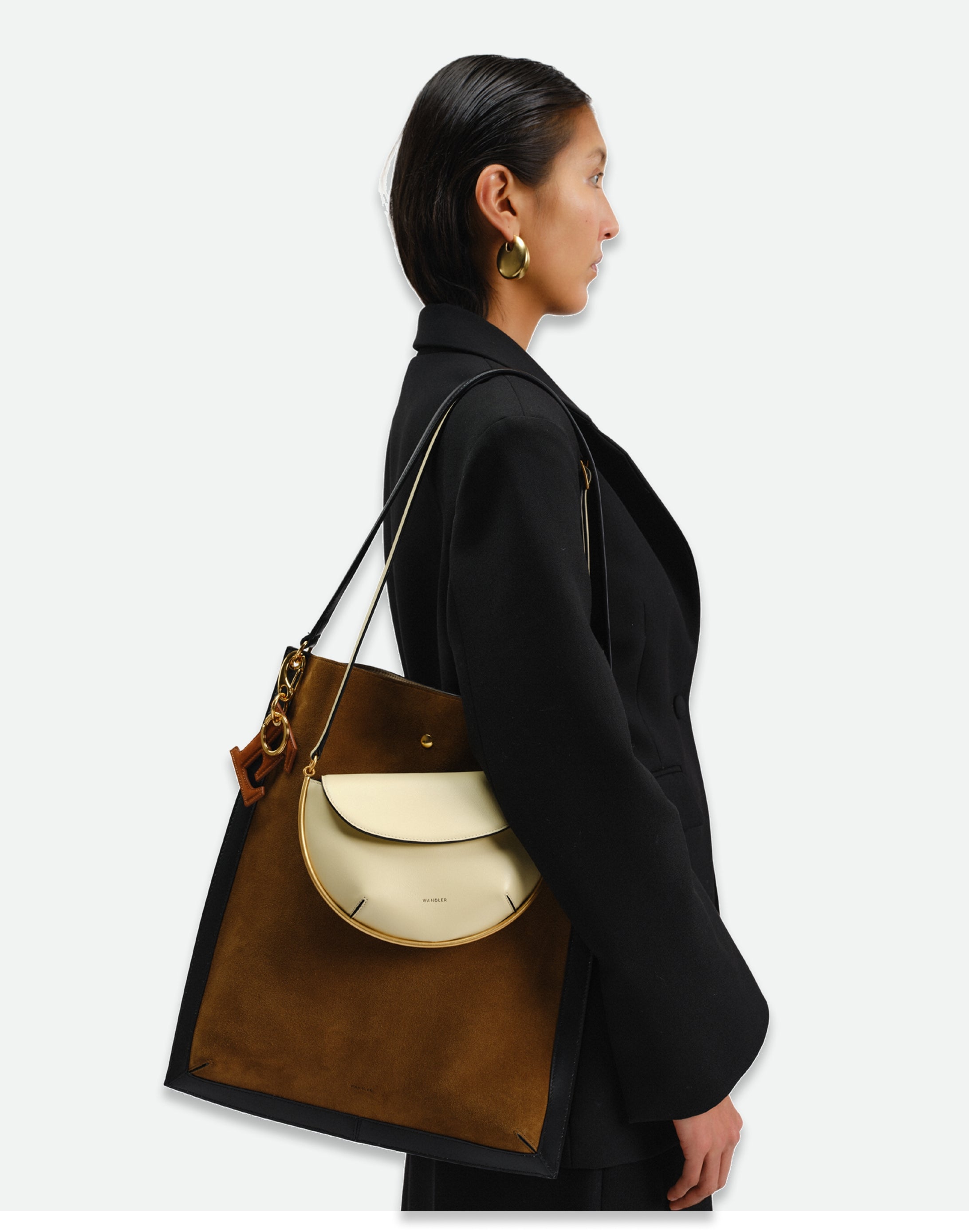 Penny Tote - Tabbaco Suede / Black