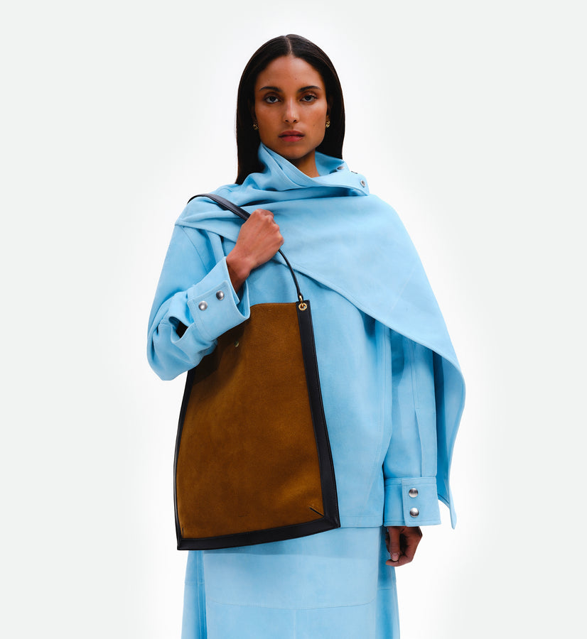 Penny Tote - Tabbaco Suede / Black