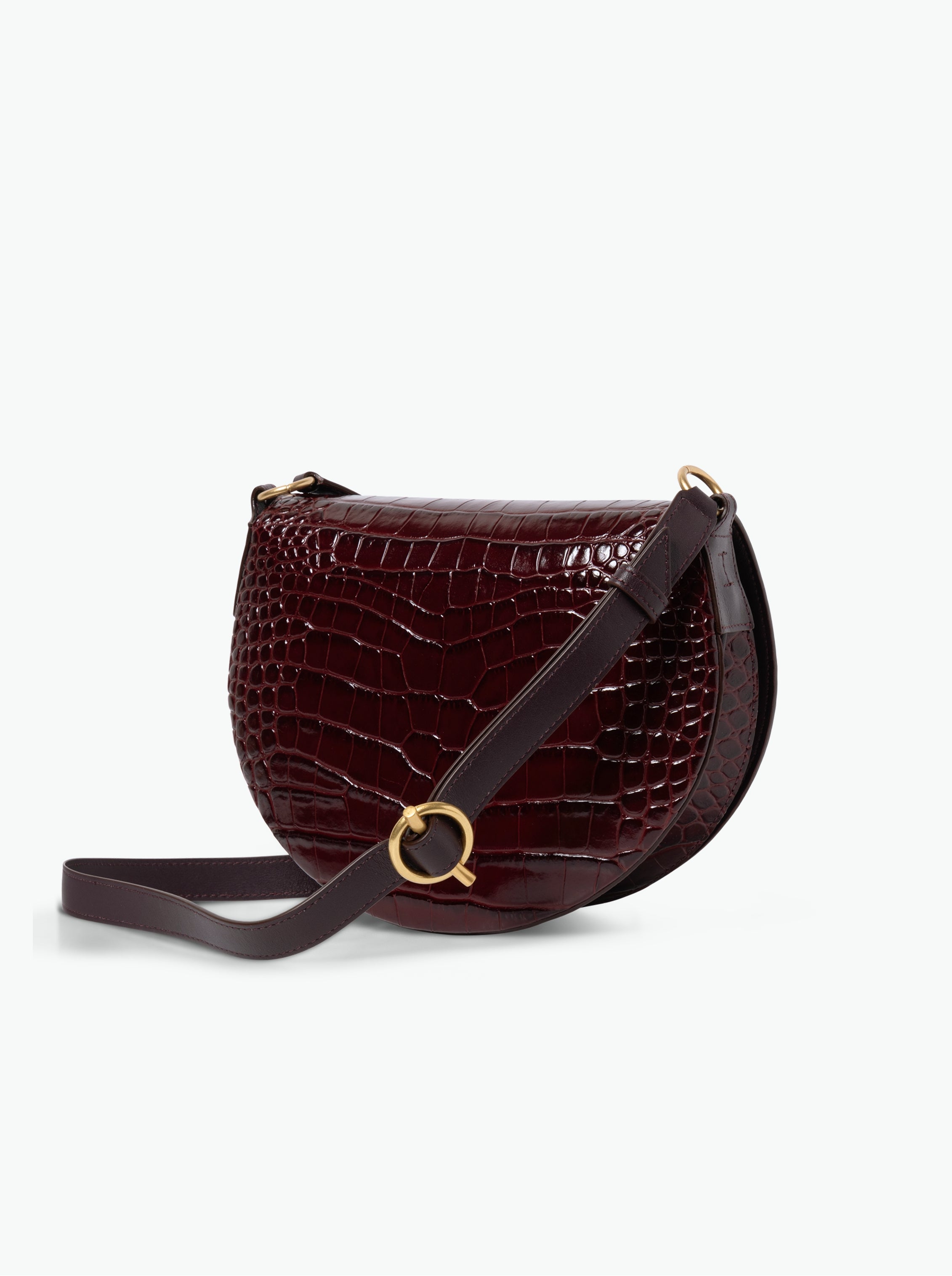 Kate Saddle Bag - Bordeaux Croco