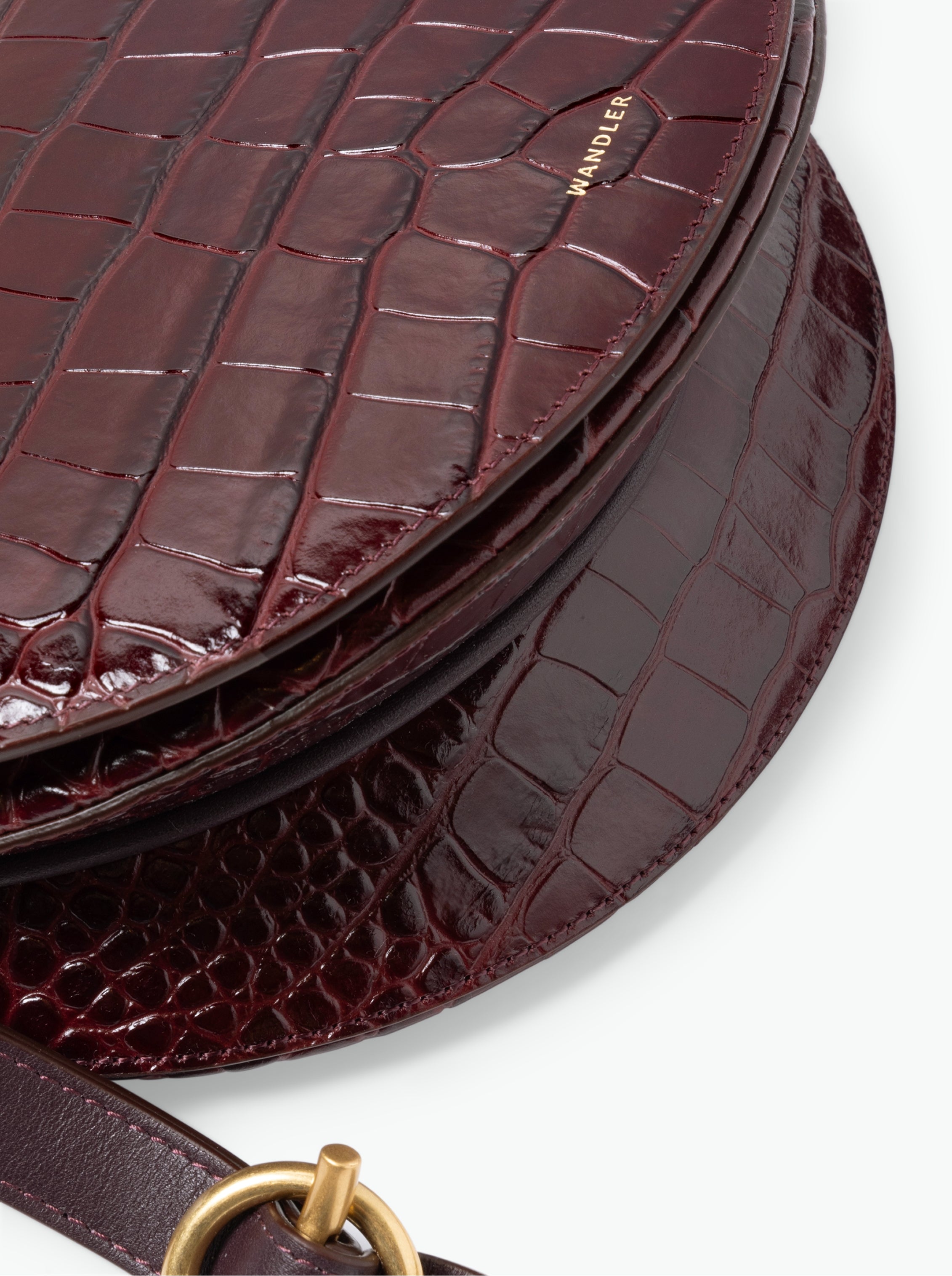 Kate Saddle Bag - Bordeaux Croco