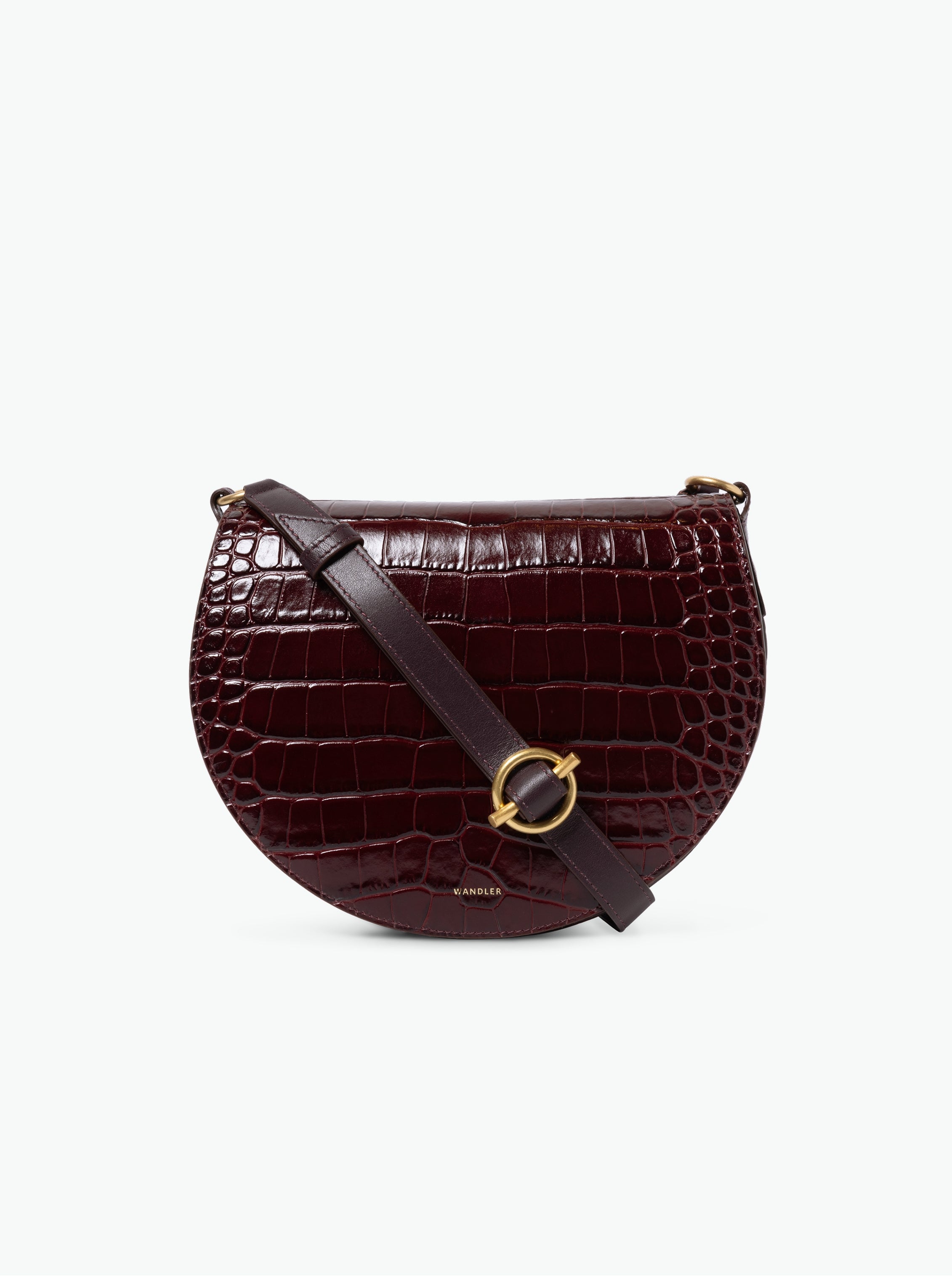 Kate Saddle Bag - Bordeaux Croco