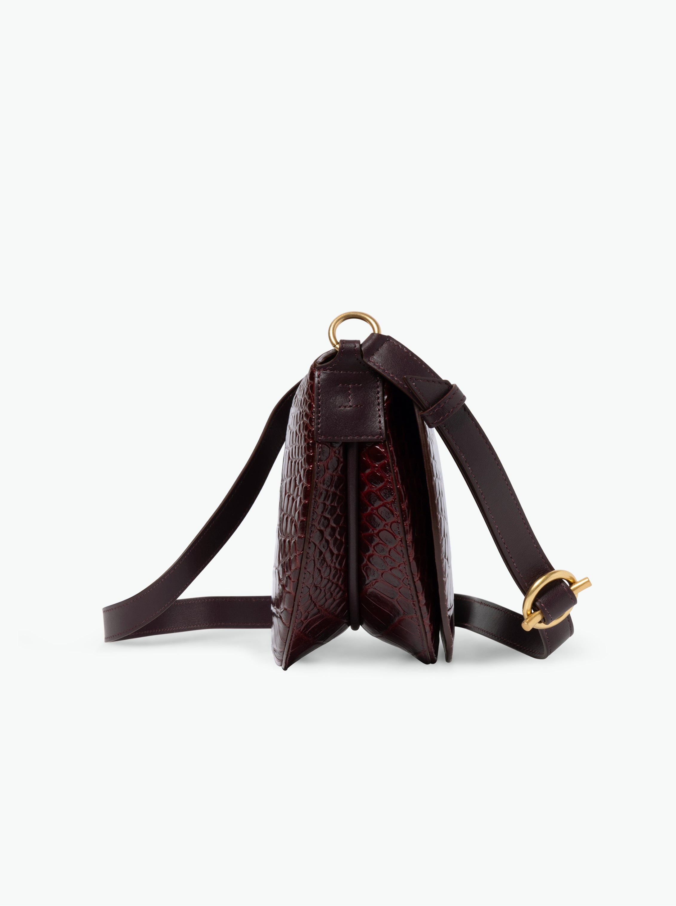 Kate Saddle Bag - Bordeaux Croco