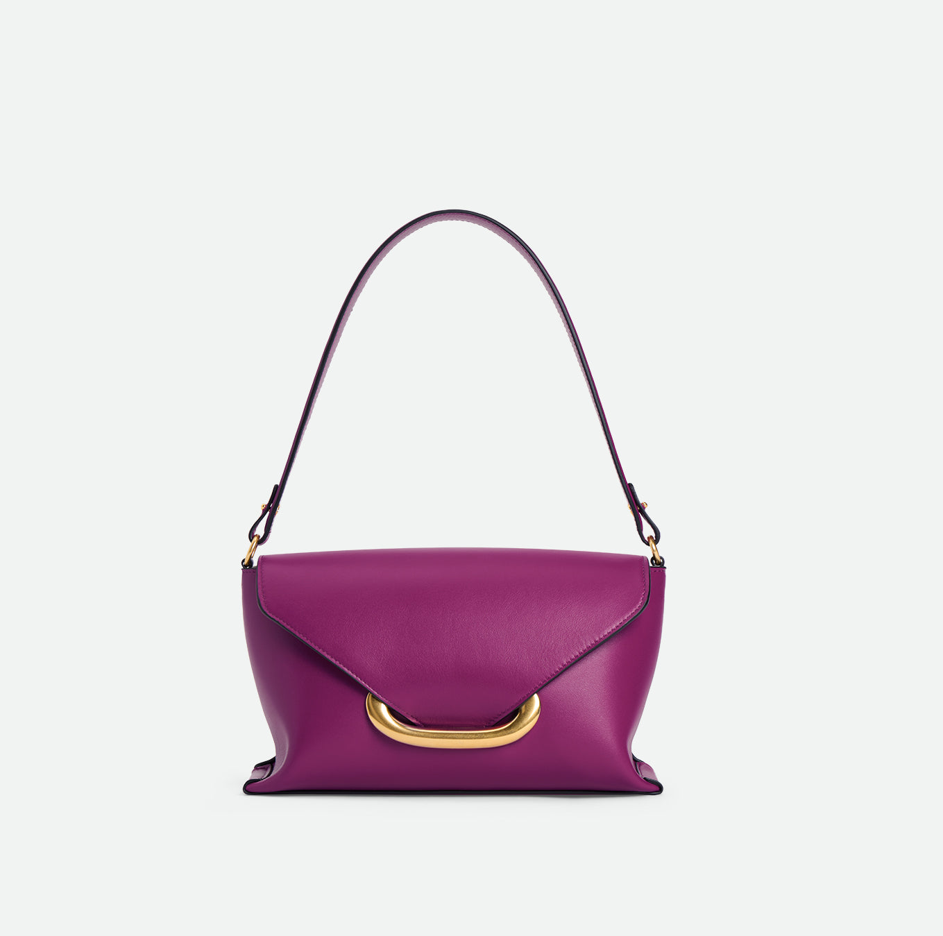 Wandler Veneto Shoulder Bag Small in the color Cobra, made from Italian calf leather with oversized golden clasp hardware, structured silhouette, front view.
