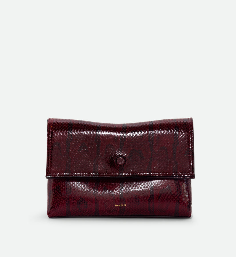Jo Pouch Medium - Bordeaux Python