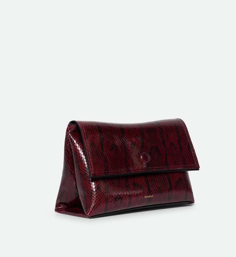 Jo Pouch Medium - Bordeaux Python