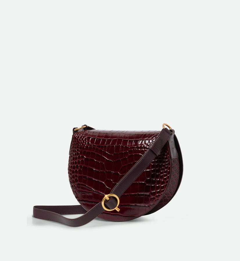 Kate Saddle Bag - Bordeaux Croco