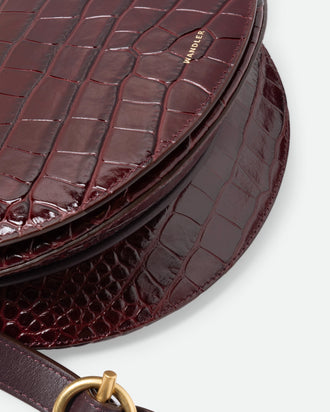 Kate Saddle Bag - Bordeaux Croco