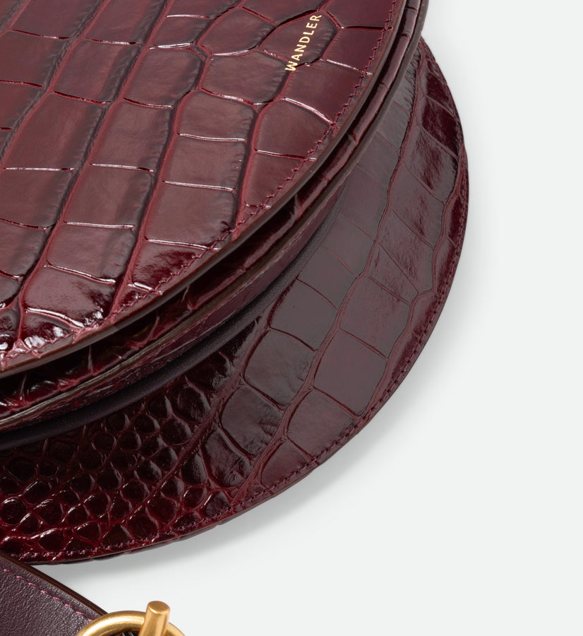 Kate Saddle Bag - Bordeaux Croco