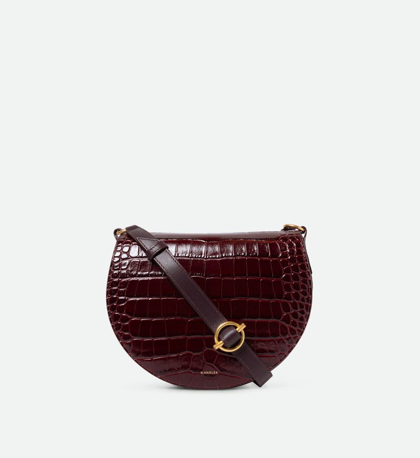 Kate Saddle Bag - Bordeaux Croco