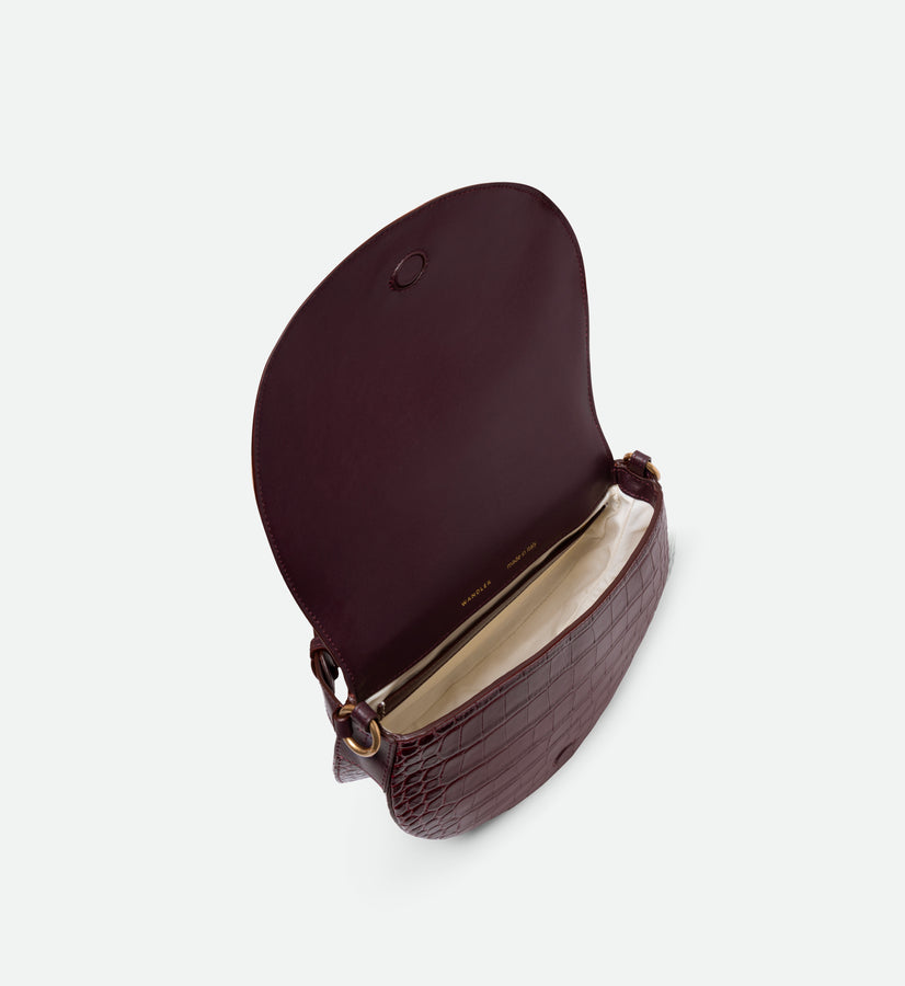Kate Saddle Bag - Bordeaux Croco