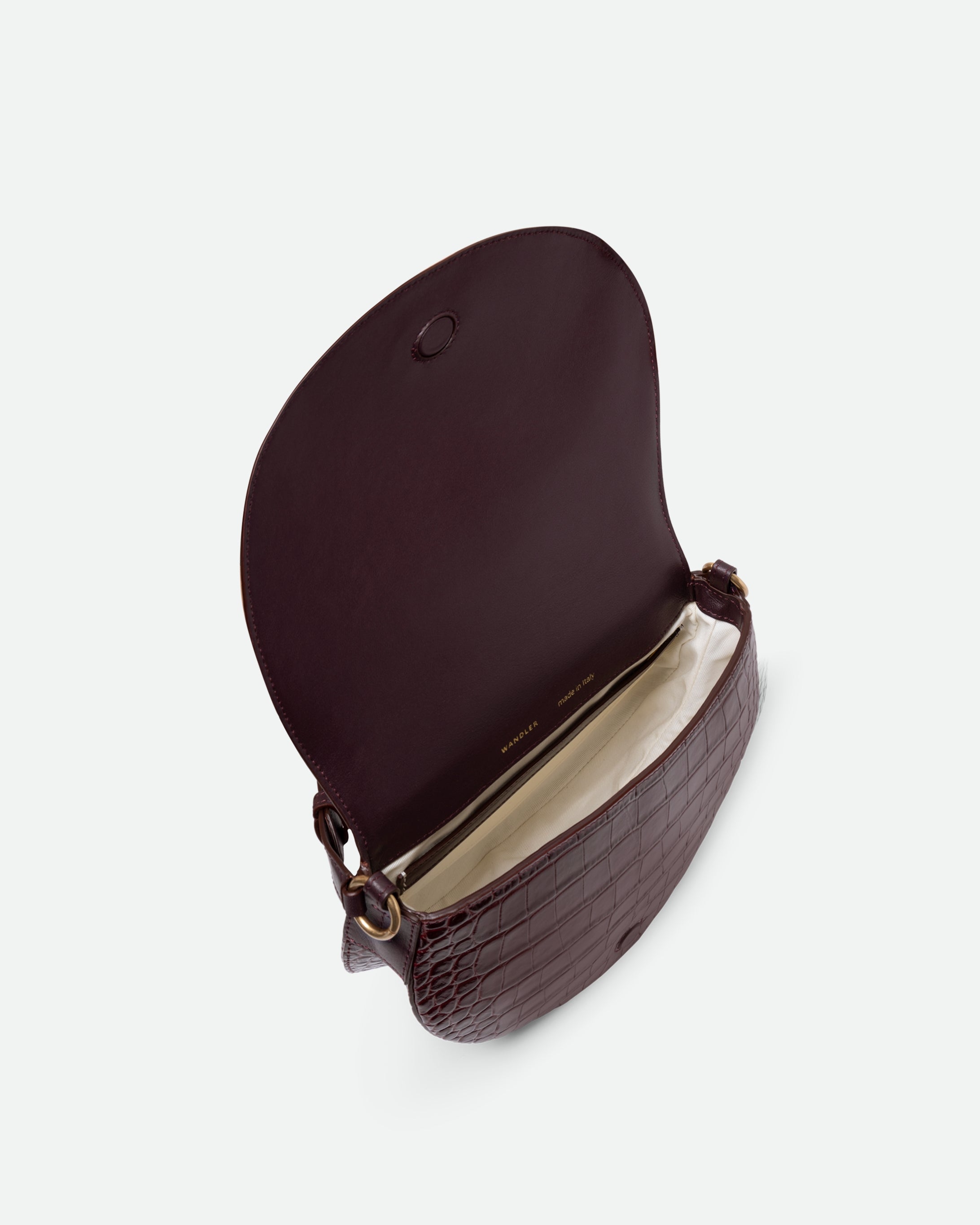 Kate Saddle Bag - Bordeaux Croco
