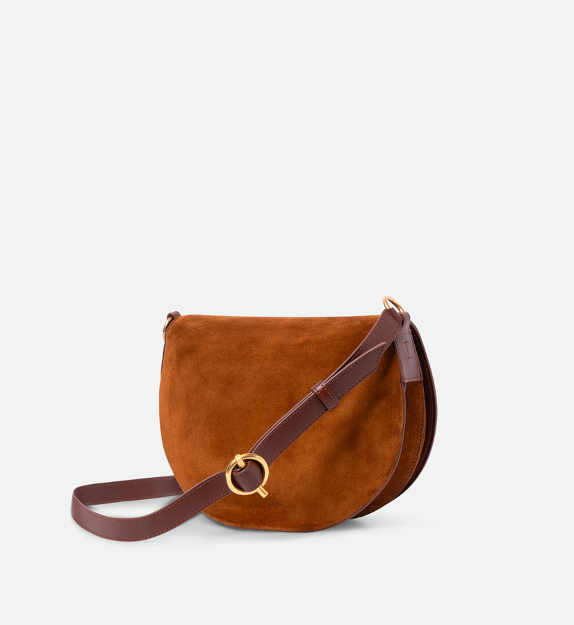 Kate Saddle Bag - Tan Suede