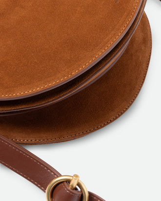 Kate Saddle Bag - Tan Suede